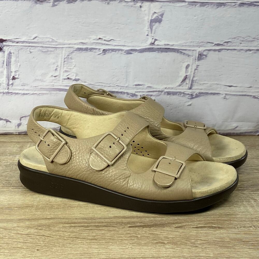 SAS Relaxed Natural Leather Slingback Comfort Walking Sandals Women's 9.5 Beige
